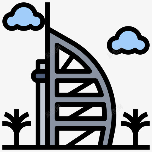 BurjAlArab世界地标4线性颜色图标svg_新图网 https://ixintu.com Al-Arab Burj 世界 地标 线性 颜色