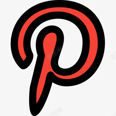 Pinterest社交标志1线性颜色图标图标