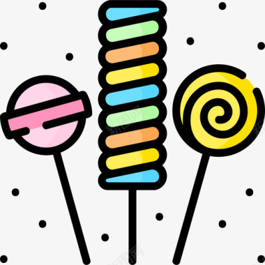 棒棒糖聚会和庆祝41线性颜色图标图标
