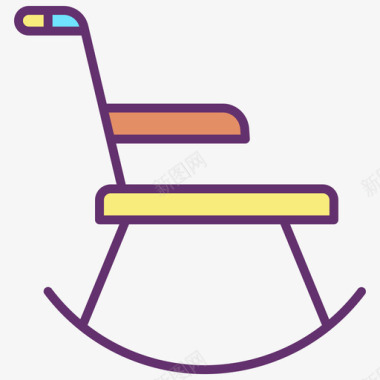 摇椅家具装饰4线性颜色图标图标