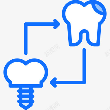 植入物牙医57蓝色图标图标