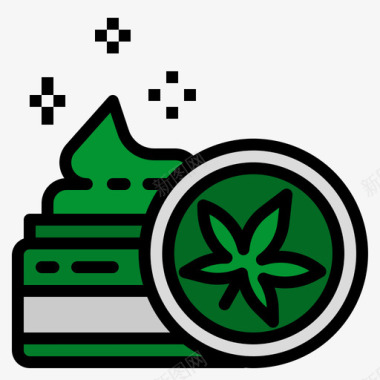 Cbd奶油大麻10线性颜色图标图标