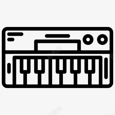 键盘摇滚乐线性图标图标