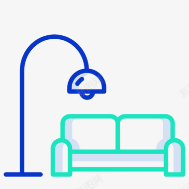沙发家具装饰3轮廓颜色图标图标