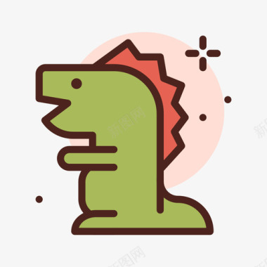 恐龙玩具49线性颜色图标图标