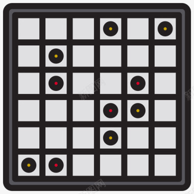 双陆棋游戏23线性颜色图标图标