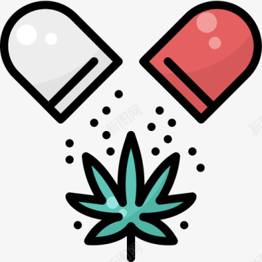 药物大麻13线性颜色图标图标
