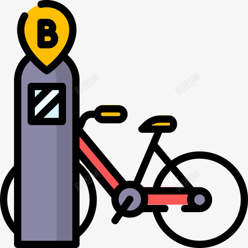 自行车公共交通31线性颜色图标svg_新图网 https://ixintu.com 交通 公共 线性 自行车 颜色