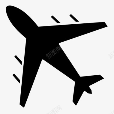 飞机旅行全球商务字形实线图标图标