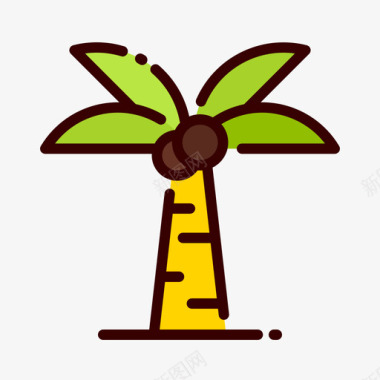 棕榈树埃及64线形颜色图标图标