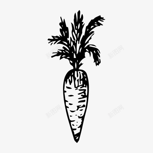 胡萝卜食物手绘图标svg_新图网 https://ixintu.com 手绘 素描 胡萝卜 蔬菜 食物