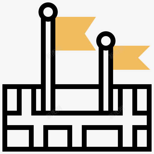 旗帜地图和导航19黄色阴影图标svg_新图网 https://ixintu.com 地图 导航 旗帜 阴影 黄色