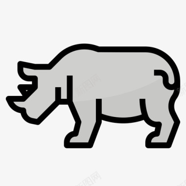 犀牛动物79线形颜色图标图标