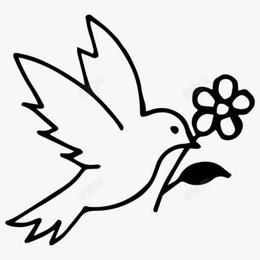 鸽子和花鸟手绘图标svg_新图网 https://ixintu.com 手绘 鸽子