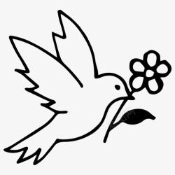 矢量鸽子标识鸽子和花鸟手绘图标高清图片