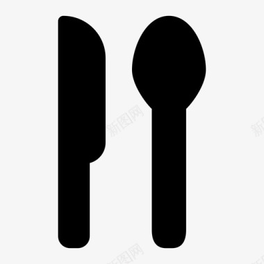 刀和勺子咖啡馆厨房图标图标