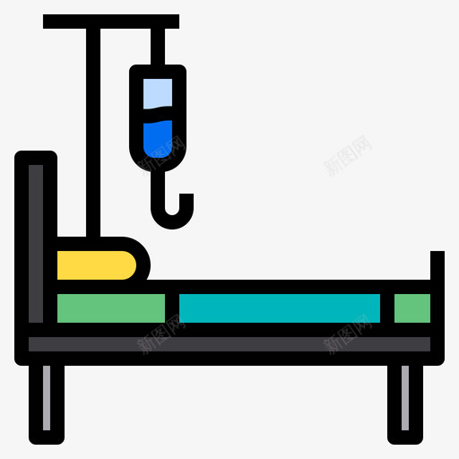 病床医用215线性颜色图标svg_新图网 https://ixintu.com 医用 病床 线性 颜色