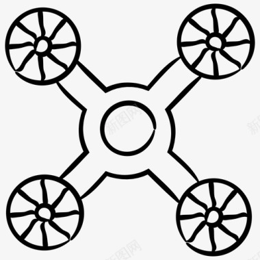 无人机四旋翼机电子手绘图标图标