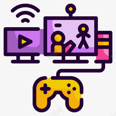 视频游戏直播和流媒体线性颜色图标图标