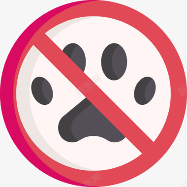 禁止携带宠物游泳池规则6平坦图标图标