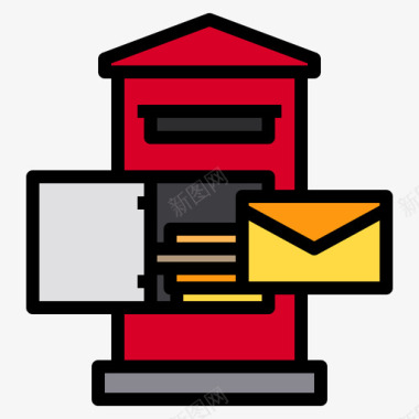 邮政信箱邮政8线形颜色图标图标