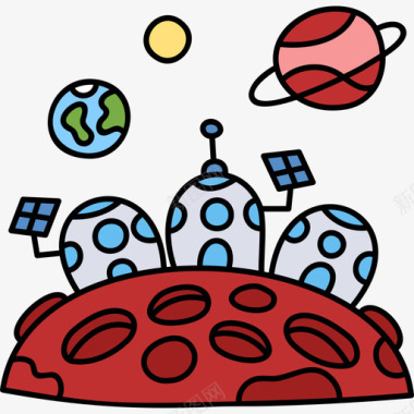 太空殖民未来技术20色彩图标图标
