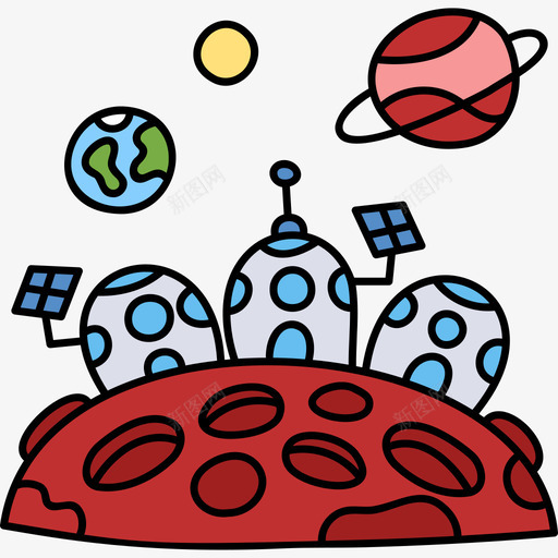 太空殖民未来技术20色彩图标svg_新图网 https://ixintu.com 太空 未来技术 殖民 色彩