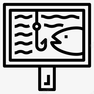 标志渔夫直线图标图标
