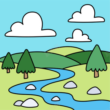 河流景观32彩色图标图标