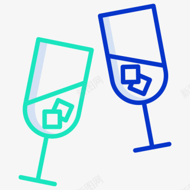 香槟酒杯旅行259线性颜色图标图标