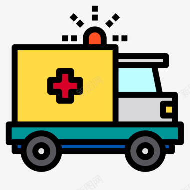 救护车医用215线性颜色图标图标
