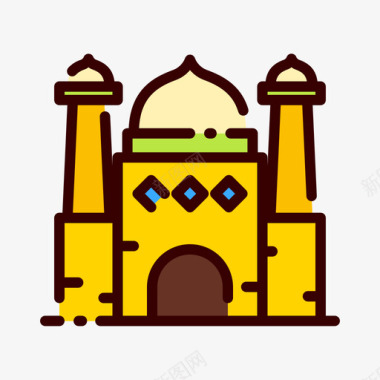 清真寺埃及64线性颜色图标图标