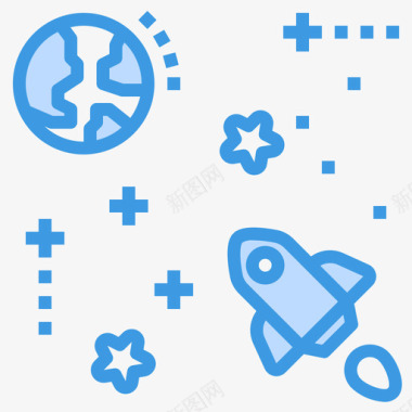 火箭太空和银河1号蓝色图标图标