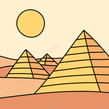 金字塔景观32彩色图标图标