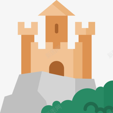 城堡景观30平坦图标图标