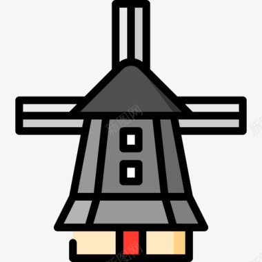 风车荷兰38线性颜色图标图标
