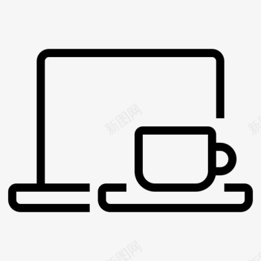 笔记本电脑和咖啡笔记本和咖啡商务图标图标