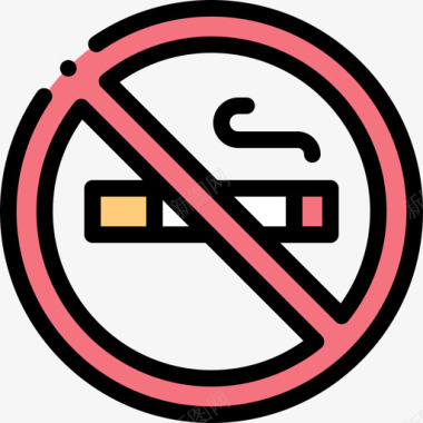 禁止吸烟电影院108线性颜色图标图标