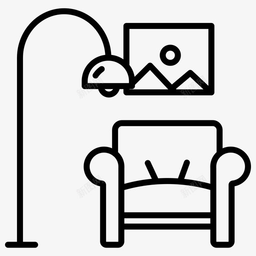 扶手椅家具装饰1轮廓图标svg_新图网 https://ixintu.com 家具 扶手 装饰 轮廓