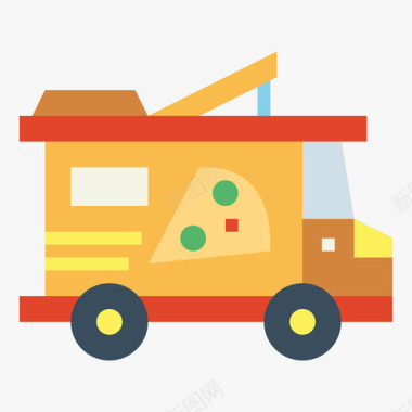 披萨食品车6扁平图标图标