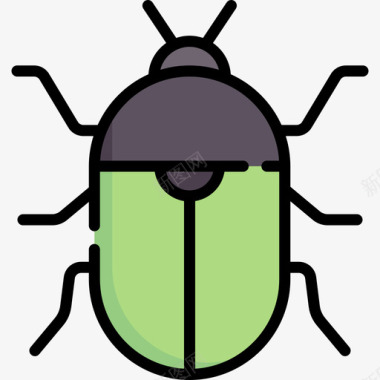 甲虫自然121线形颜色图标图标