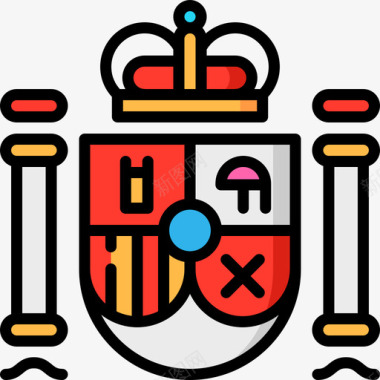 盾徽西班牙3线形颜色图标图标