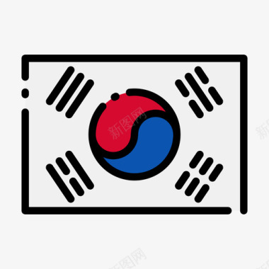 韩国国旗1线颜色图标图标