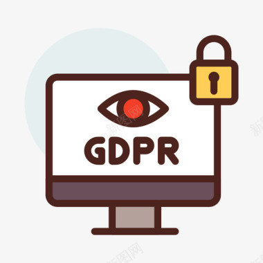 显示器gdpr38线性彩色图标图标