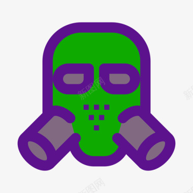 防毒面具战争11线性颜色图标图标