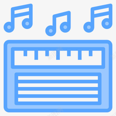 收音机音乐和声音12蓝色图标图标