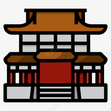 宝塔日本68线性颜色图标图标