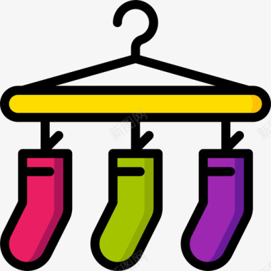 袜子洗衣房38线性颜色图标图标