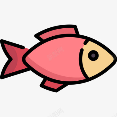 鱼自然121线形颜色图标图标