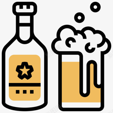 啤酒烧烤和烧烤派对4黄影图标图标